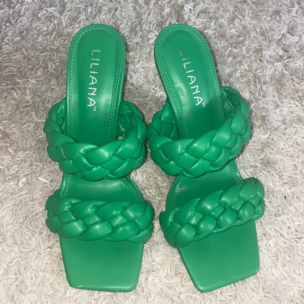 Green braided heels